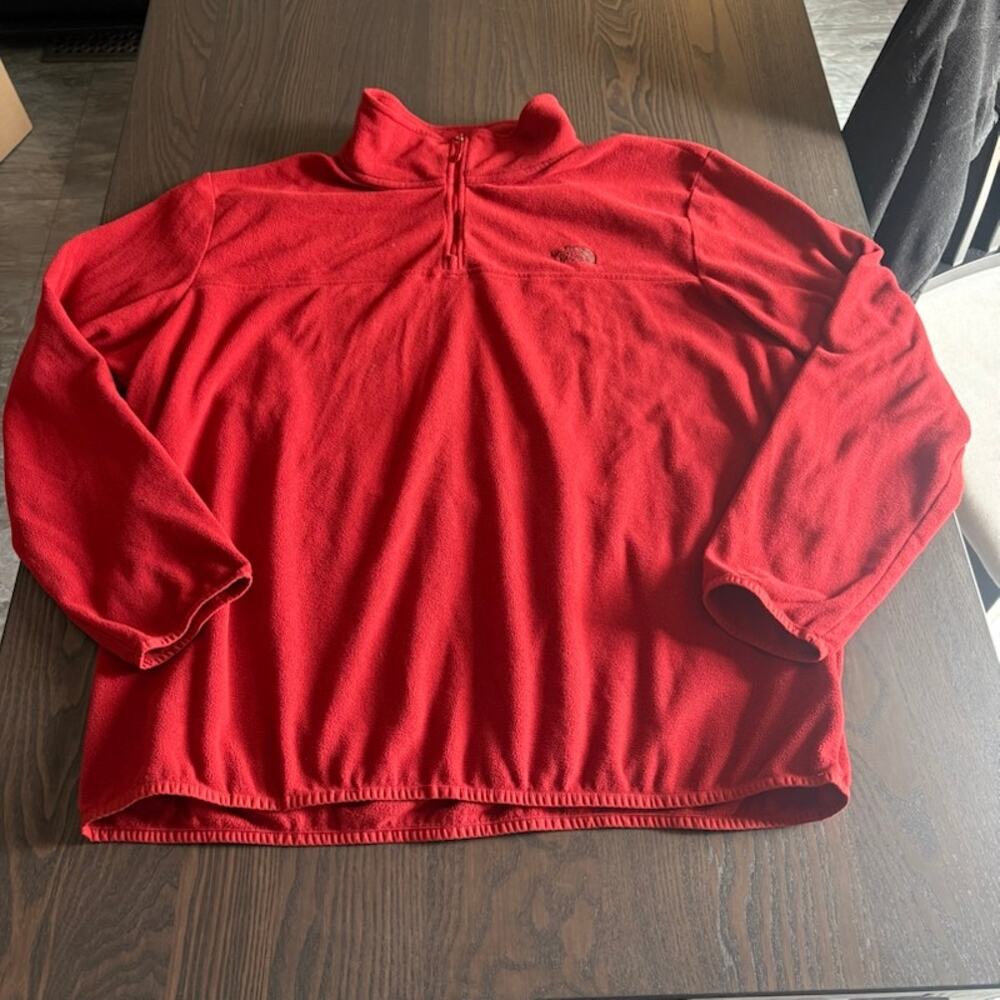 North Face Pullover Mens XXL Red Quarter Zip Fleece Long Sleeve Outdoor Hiking